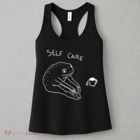 Self Care | Frog Drinking Tea | Yoga Women's Tank Top thumb 3