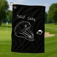 Self Care | Frog Drinking Tea | Yoga Golf Towel thumb 1