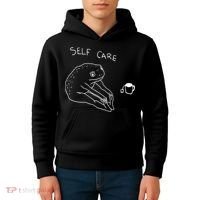 Self Care | Frog Drinking Tea | Yoga Kids Hoodie thumb 4