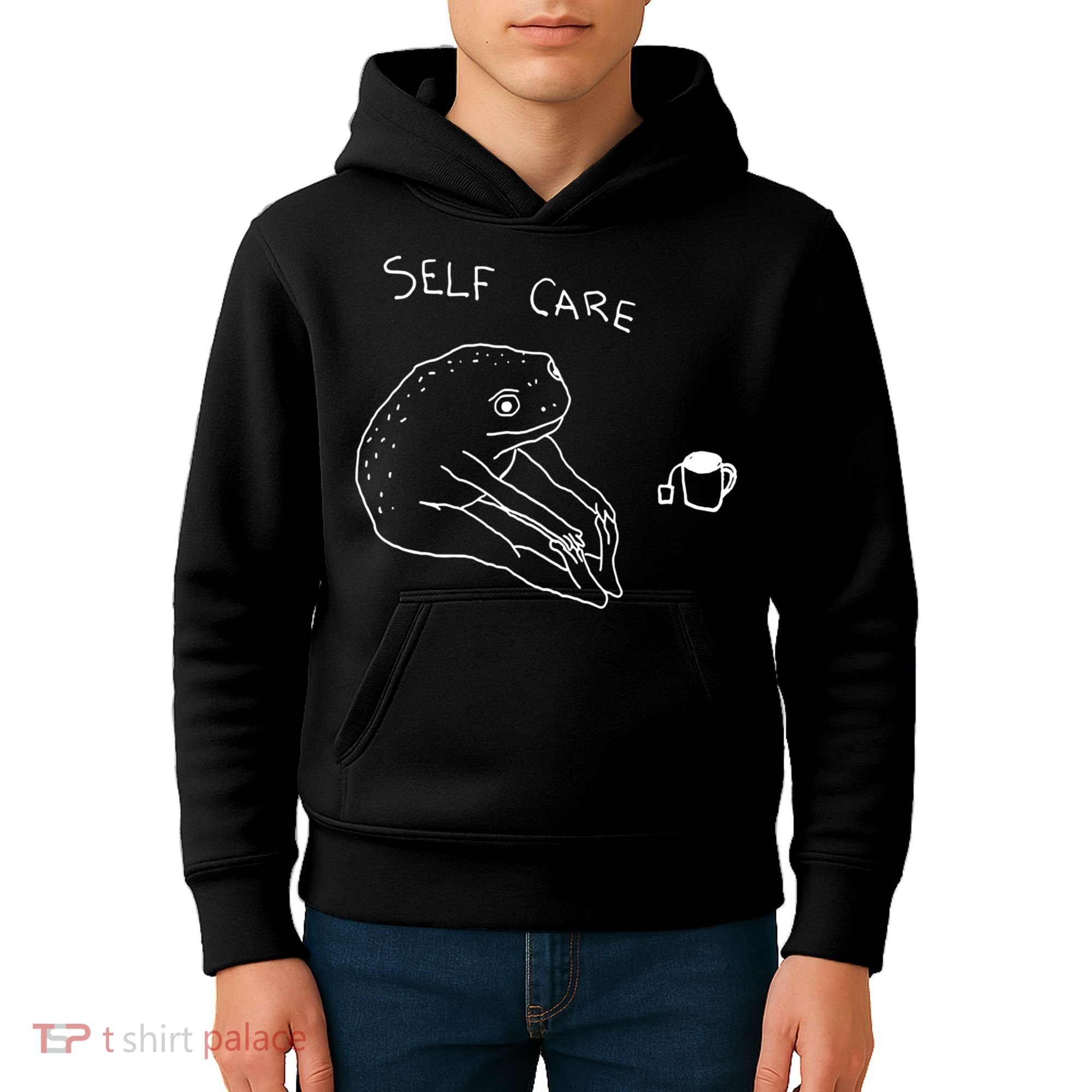 Self Care | Frog Drinking Tea | Yoga Kids Hoodie