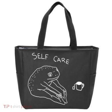 Self Care | Frog Drinking Tea | Yoga Tote Bag