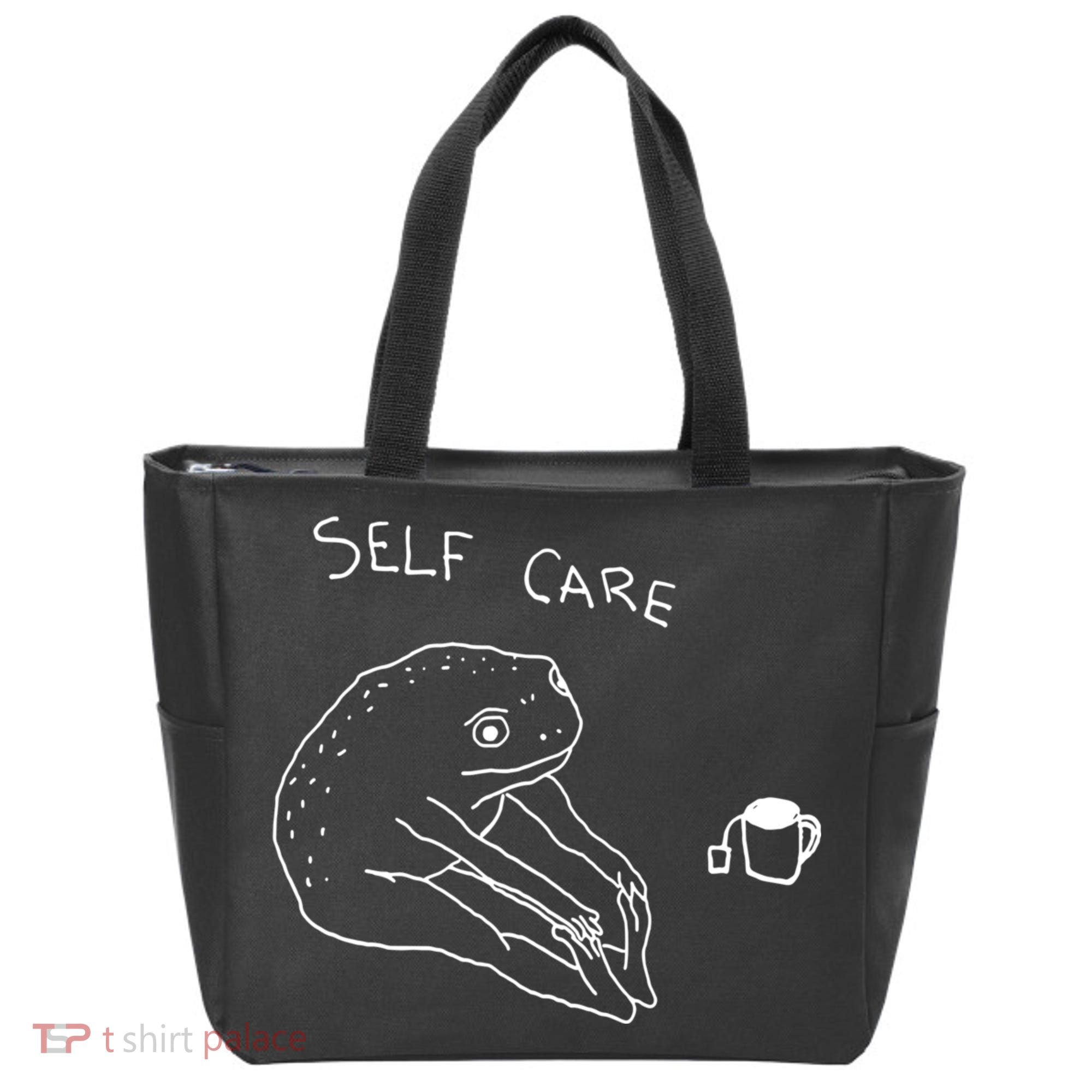 Self Care | Frog Drinking Tea | Yoga Tote Bag
