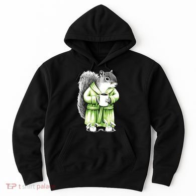 Squirrel Coffee Funny Coffee Drinking Squirrel Hoodie