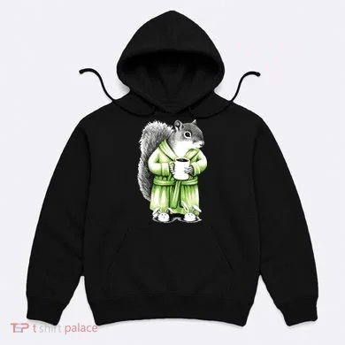 Squirrel Coffee Funny Coffee Drinking Squirrel Hoodie