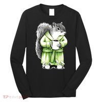 Squirrel Coffee Funny Coffee Drinking Squirrel Long Sleeve Shirt thumb 0