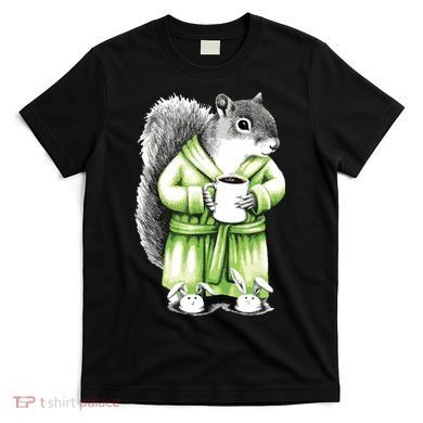 Squirrel Coffee Funny Coffee Drinking Squirrel T-Shirt