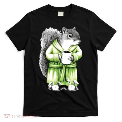 Squirrel Coffee Funny Coffee Drinking Squirrel T-Shirt