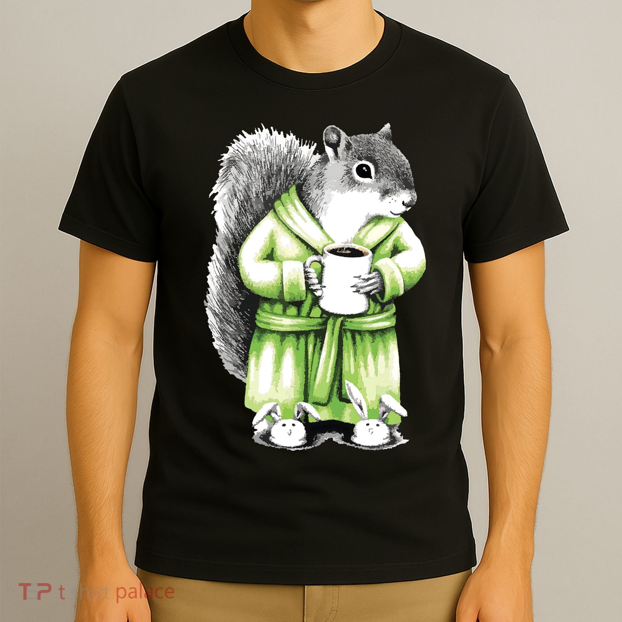 Squirrel Coffee Funny Coffee Drinking Squirrel T-Shirt