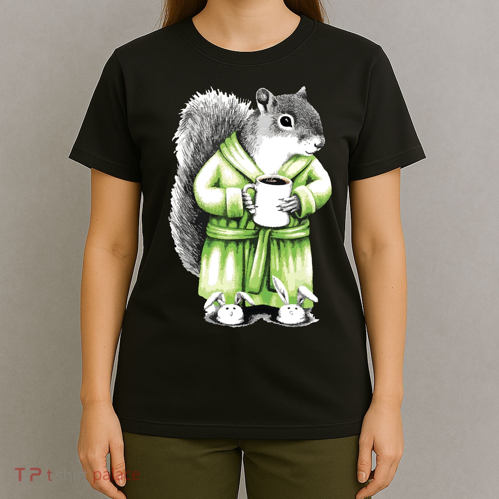 Squirrel Coffee Funny Coffee Drinking Squirrel T-Shirt