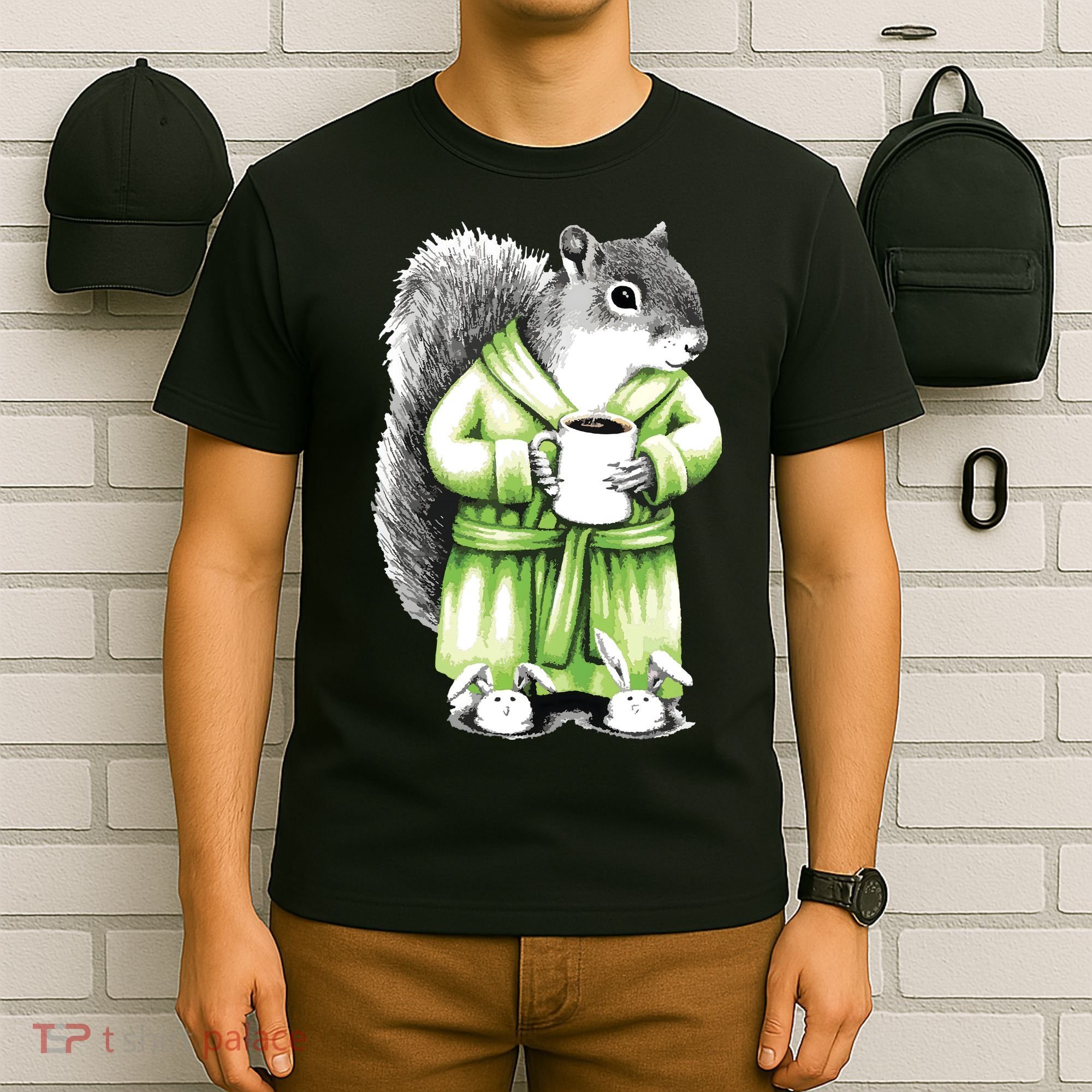 Squirrel Coffee Funny Coffee Drinking Squirrel T-Shirt
