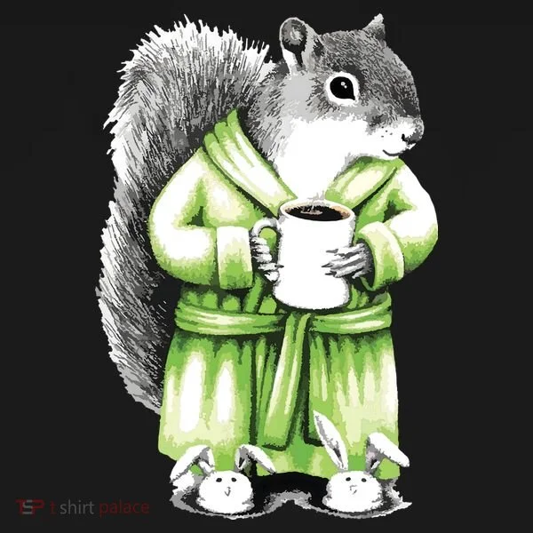 Squirrel Coffee Funny Coffee Drinking Squirrel T-Shirt