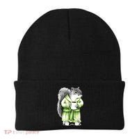 Squirrel Coffee Funny Coffee Drinking Squirrel Beanie thumb 0