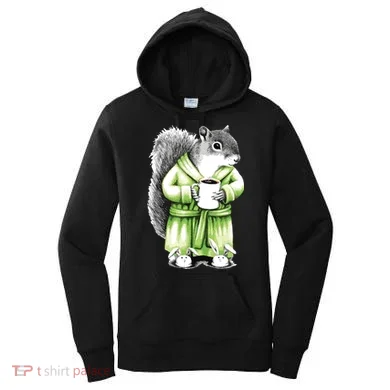 Squirrel Coffee Funny Coffee Drinking Squirrel Women's Hoodie