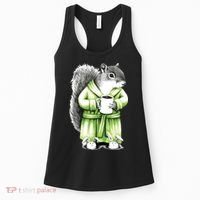Squirrel Coffee Funny Coffee Drinking Squirrel Women's Tank Top thumb 0