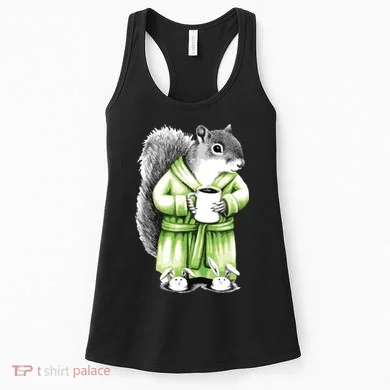 Squirrel Coffee Funny Coffee Drinking Squirrel Women's Tank Top
