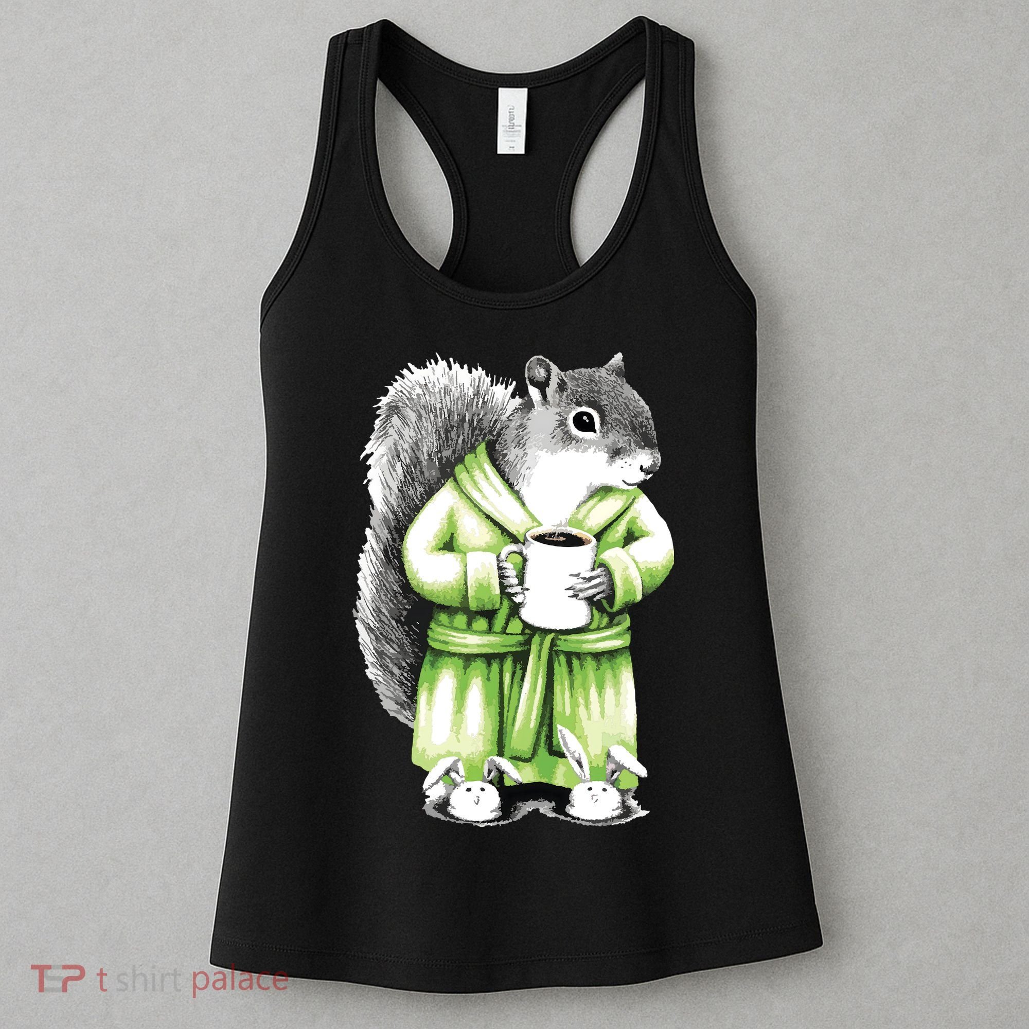 Squirrel Coffee Funny Coffee Drinking Squirrel Women's Tank Top