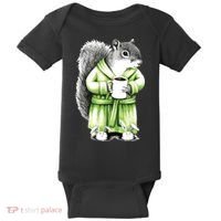 Squirrel Coffee Funny Coffee Drinking Squirrel Baby Bodysuit thumb 0