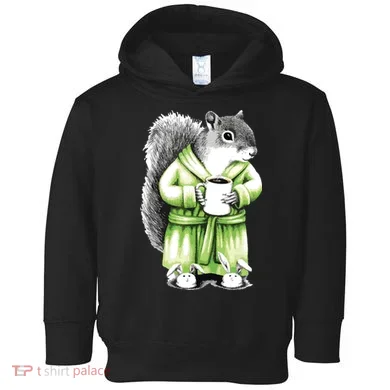 Squirrel Coffee Funny Coffee Drinking Squirrel Toddler Hoodie