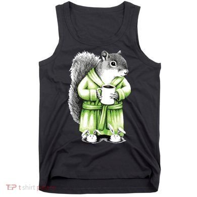 Squirrel Coffee Funny Coffee Drinking Squirrel Tank Top