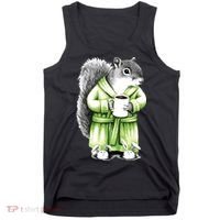 Squirrel Coffee Funny Coffee Drinking Squirrel Tank Top thumb 0