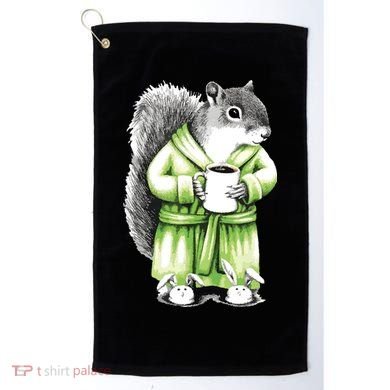 Squirrel Coffee Funny Coffee Drinking Squirrel Golf Towel