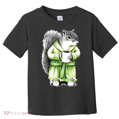 Squirrel Coffee Funny Coffee Drinking Squirrel Toddler T-Shirt