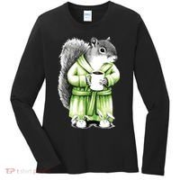 Squirrel Coffee Funny Coffee Drinking Squirrel Women's Long Sleeve Shirt thumb 0