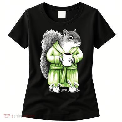 Squirrel Coffee Funny Coffee Drinking Squirrel Women's T-Shirt