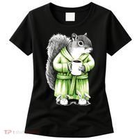 Squirrel Coffee Funny Coffee Drinking Squirrel Women's T-Shirt thumb 0