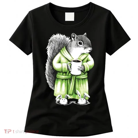 Squirrel Coffee Funny Coffee Drinking Squirrel Women's T-Shirt in the selected color