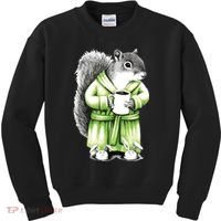 Squirrel Coffee Funny Coffee Drinking Squirrel Kids Sweatshirt thumb 0