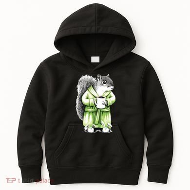Squirrel Coffee Funny Coffee Drinking Squirrel Kids Hoodie