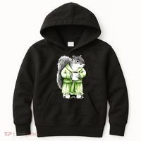 Squirrel Coffee Funny Coffee Drinking Squirrel Kids Hoodie thumb 0