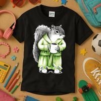 Squirrel Coffee Funny Coffee Drinking Squirrel Kids T-Shirt thumb 3
