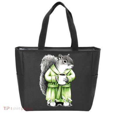 Squirrel Coffee Funny Coffee Drinking Squirrel Tote Bag