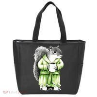 Squirrel Coffee Funny Coffee Drinking Squirrel Tote Bag thumb 0