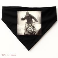 Selfie Cat Finds Bigfoot Sasquatch Funny Cat Bigfoot Photo USA-Made Doggie Bandana thumb 0