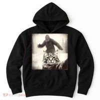 Selfie Cat Finds Bigfoot Sasquatch Funny Cat Bigfoot Photo Hoodie thumb 0