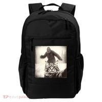 Selfie Cat Finds Bigfoot Sasquatch Funny Cat Bigfoot Photo Backpack thumb 0