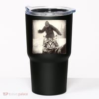 Selfie Cat Finds Bigfoot Sasquatch Funny Cat Bigfoot Photo Tumbler thumb 0
