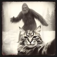Selfie Cat Finds Bigfoot Sasquatch Funny Cat Bigfoot Photo Baby Bodysuit thumb 2