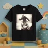 Selfie Cat Finds Bigfoot Sasquatch Funny Cat Bigfoot Photo Toddler T-Shirt thumb 3