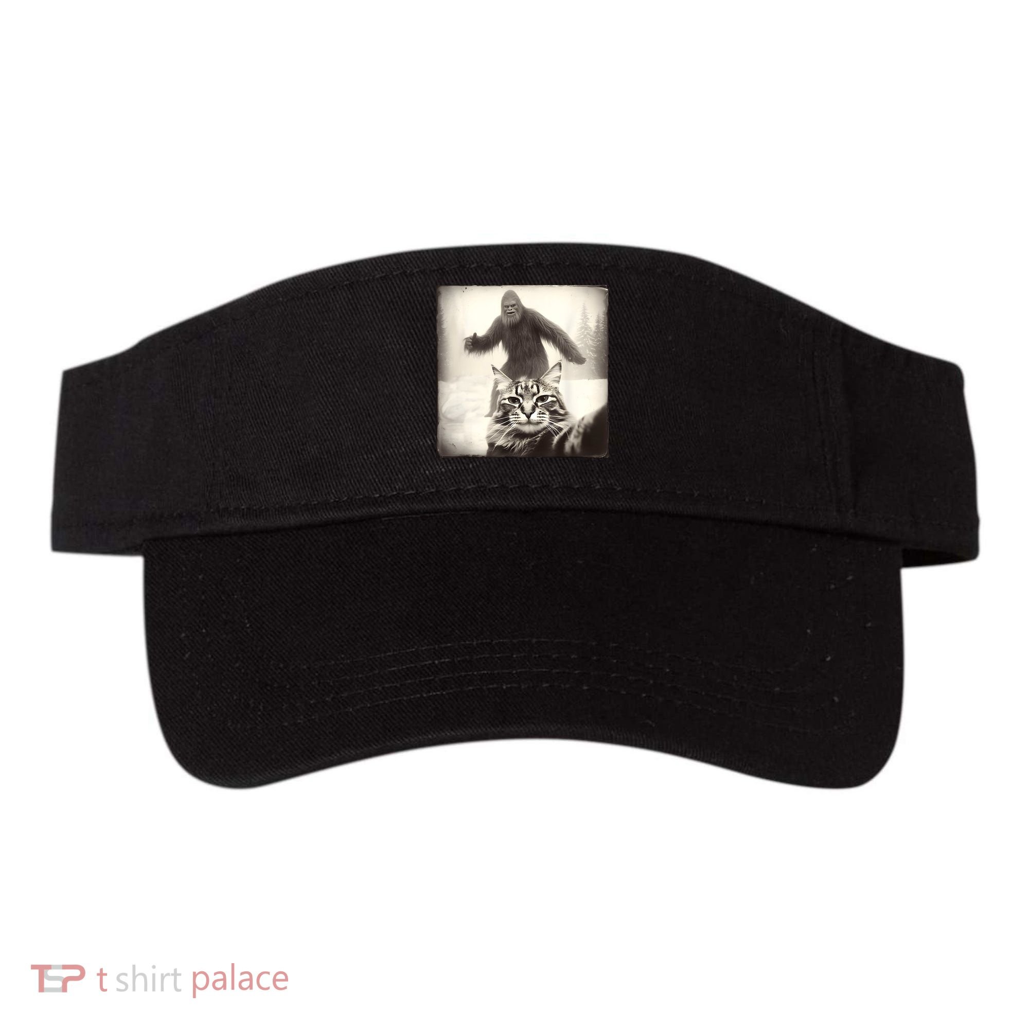 Selfie Cat Finds Bigfoot Sasquatch Funny Cat Bigfoot Photo Visor