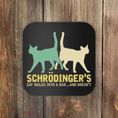 Schrodingers Cat Funny Science Gift Physics Coaster
