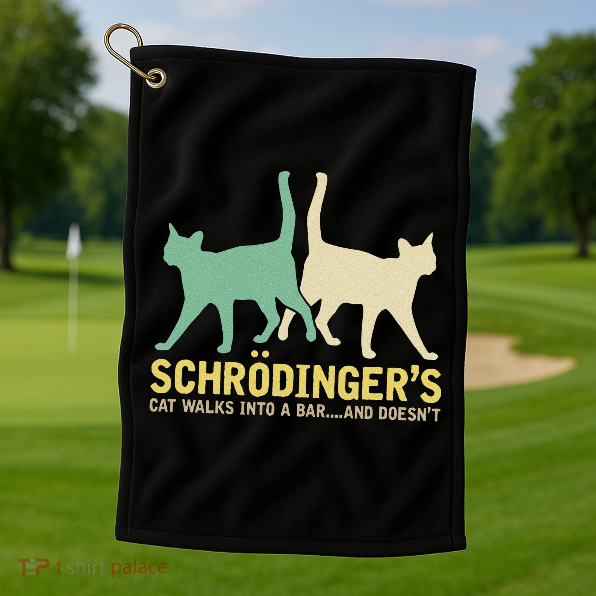 Schrodingers Cat Funny Science Gift Physics Golf Towel