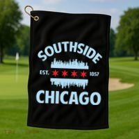 Southside Chicago Flag Skyline Great Gift Golf Towel thumb 1
