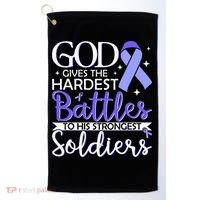 Stomach Cancer Fighter Survivor Periwinkle Ribbon  Golf Towel thumb 0