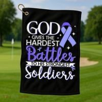 Stomach Cancer Fighter Survivor Periwinkle Ribbon  Golf Towel thumb 1