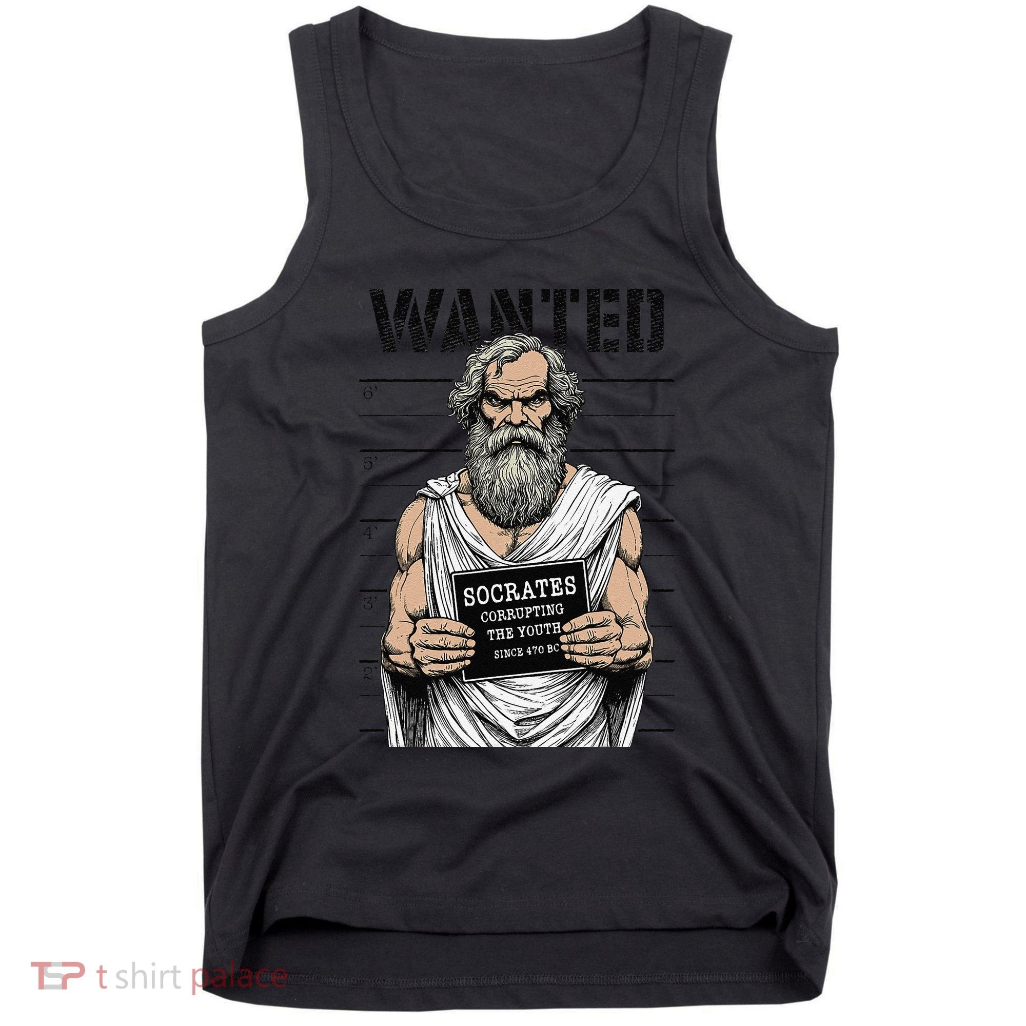 Socrates Corrupting Funny Philosophy Police Mugshot Tank Top