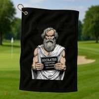 Socrates Corrupting Funny Philosophy Police Mugshot Golf Towel thumb 1